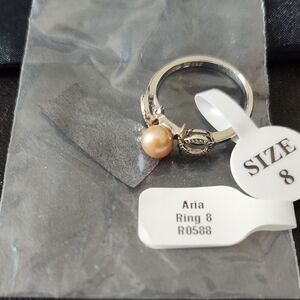 Aria Silver Ring with Gold Pearl Accent